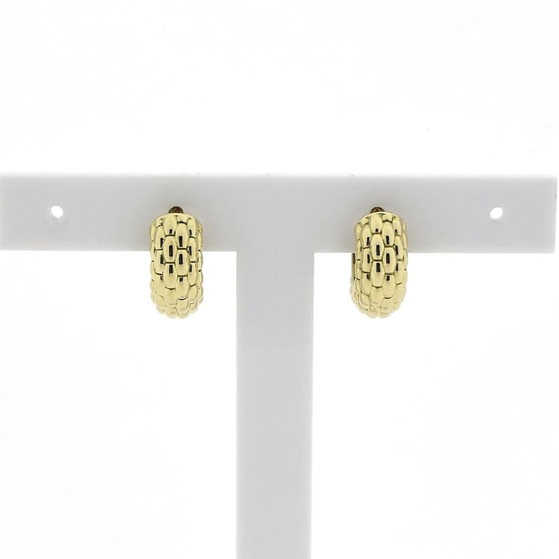Image 1 of 18K gold half-round hoop earrings; FOPE
