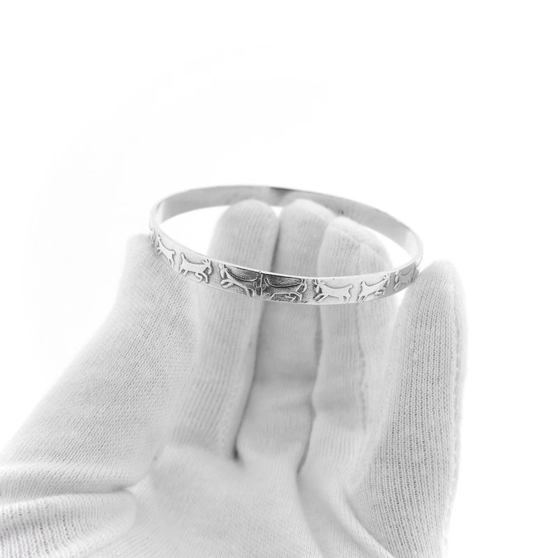 Image 6 of Silver slave bracelet with hieroglyph; Size M/L