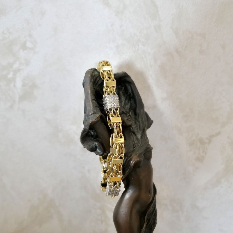 Image 9 of Gold magnum link bracelet with zirconia