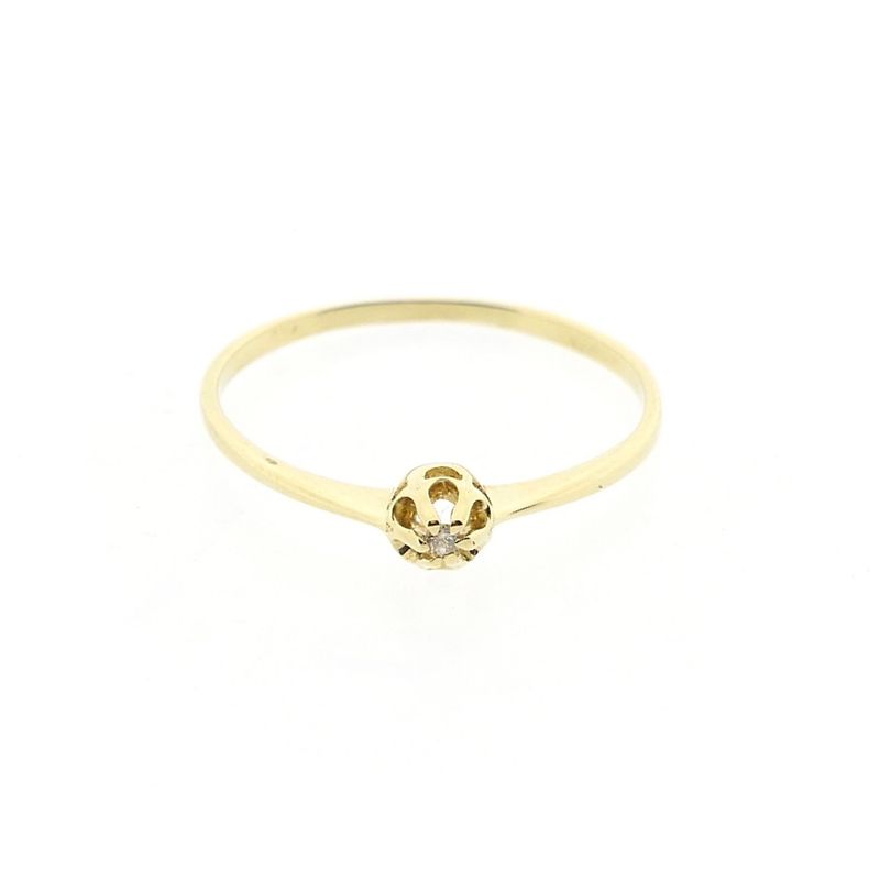 Image 3 of Gold solitaire ring with diamond; 0.005 ct.