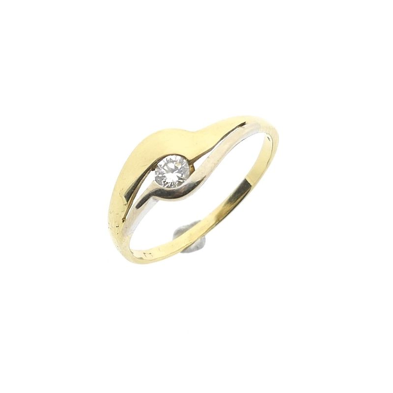 Image 1 of Two-tone gold solitaire ring with diamond | 0.15 ct.