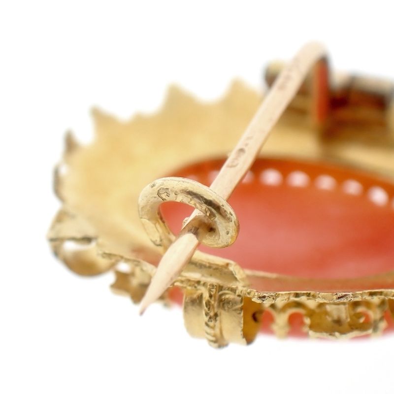 Image 6 of Vintage/antique gold brooch with filigree technique and blood coral