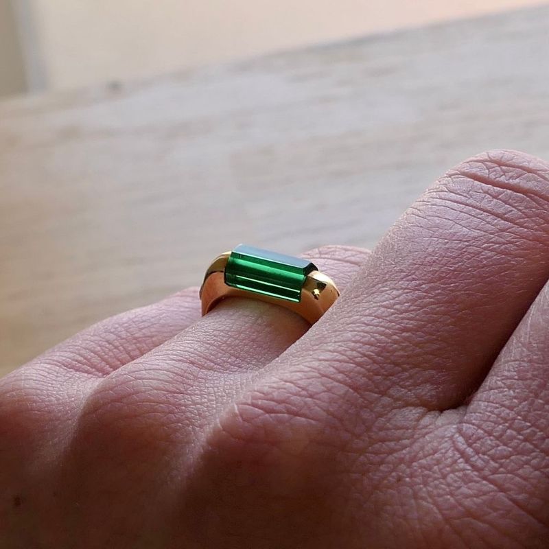 Image 8 of Gold ring with green tourmaline