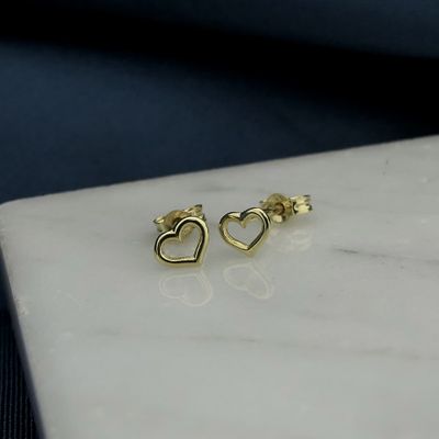 Image 2 of Gold heart-shaped stud earrings