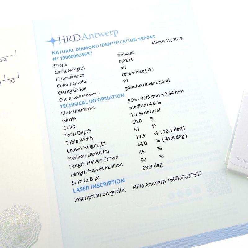 Image 9 of 0.22 ct. Brilliant cut diamond G/I1 + HRD Certificate - Natural diamond