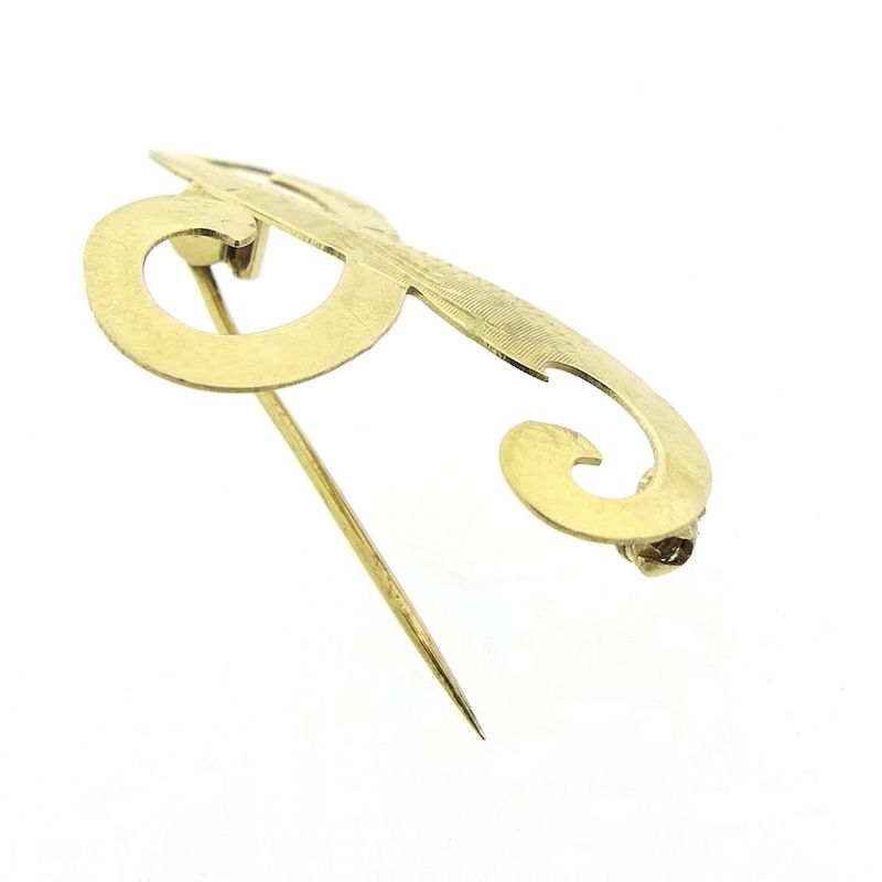 Image 5 of Gold letter brooch; letter J