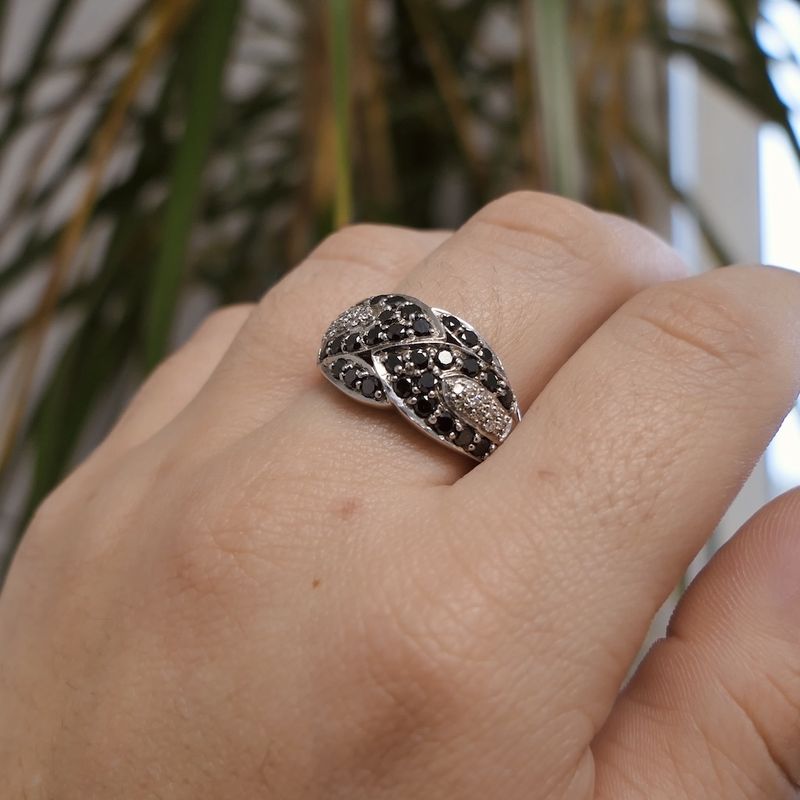 Image 8 of 8-carat ring with black moissanite and clear diamonds; 0.55 ct.