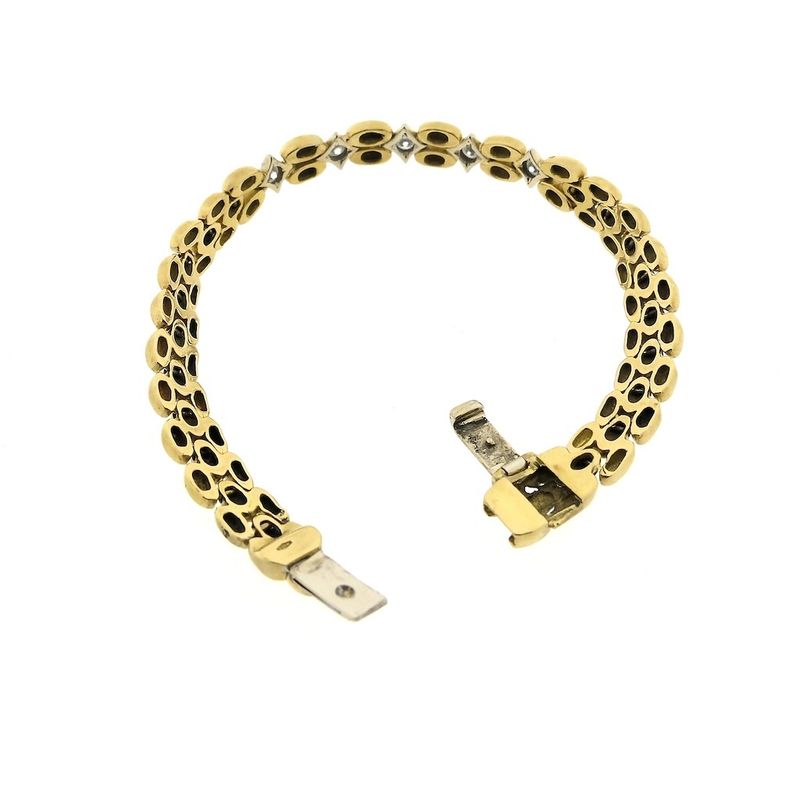 Image 7 of Gold Bismarck link bracelet with 0.4 ct diamond.