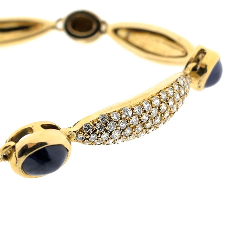 Image 5 of Gold fantasy link bracelet with sapphire and diamonds; 0.93 ct.
