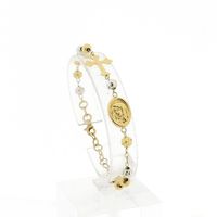 Two-tone gold rosary bracelet