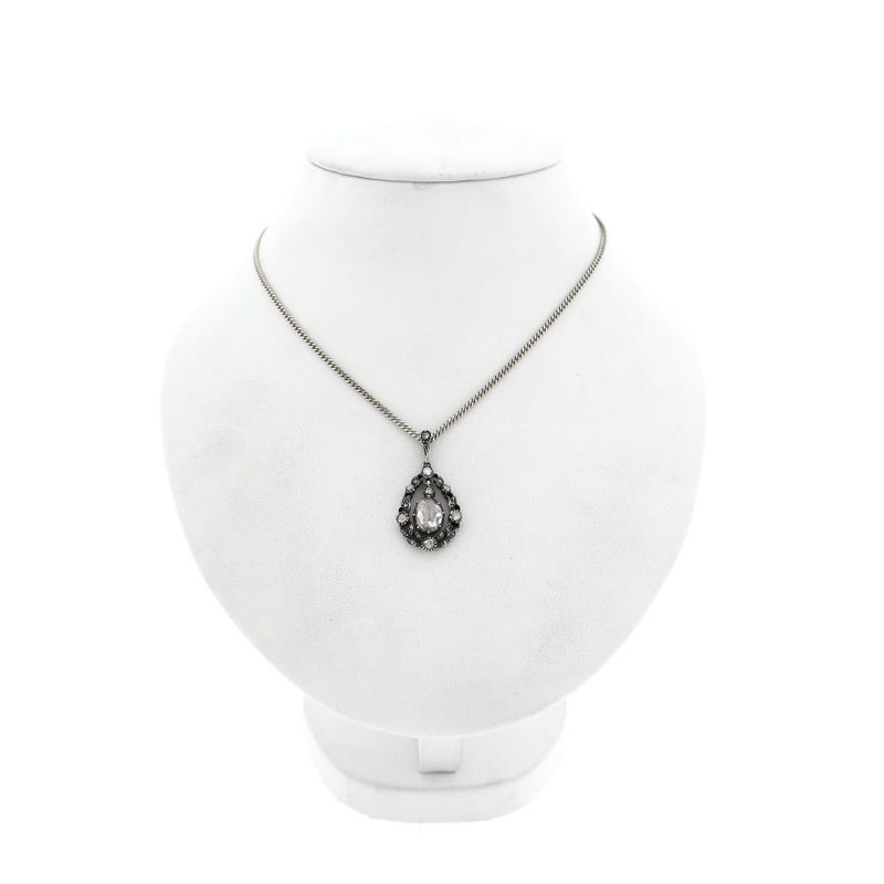 Image 3 of Antique silver pendant with diamonds; Approx. 0.93 ct.