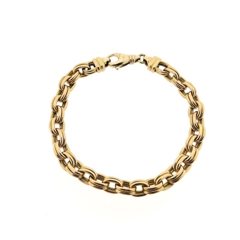 Image 3 of Gold double anchor link bracelet