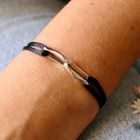 Image 2 of Forever Knots® Black Satin Bracelet with Silver Link