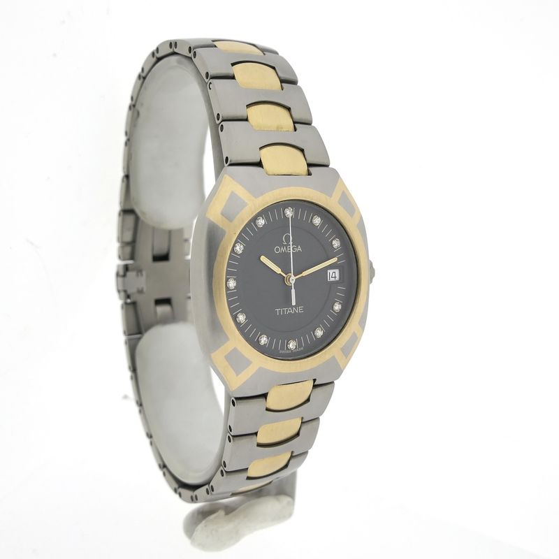 Image 3 of Omega Seamaster Polaris 'Titane' 396.0981; Unisex 18k gold/titanium watch with diamonds