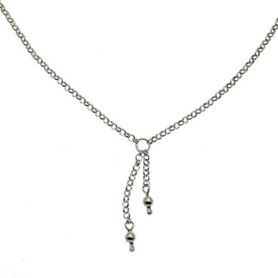 Image 1 of Silver jasseron necklace with two tassels | 45 cm