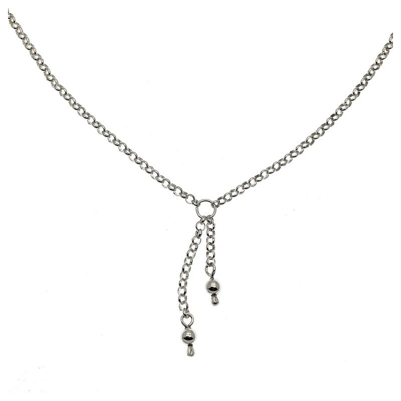 Image 1 of Silver jasseron necklace with two tassels | 45 cm