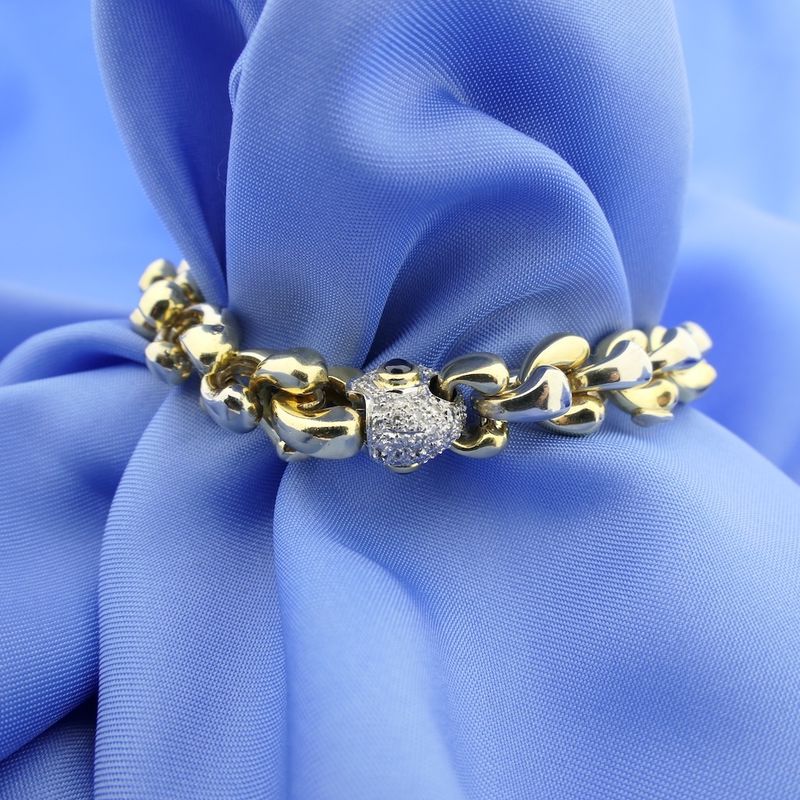 Image 1 of Cadaro two-tone gold bracelet with sapphire and diamond 0.96 ct.; 20.5 cm
