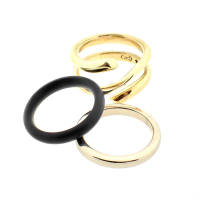 Two-tone gold 3-piece ring; Georg Jensen Image 1 of Two-tone gold 3-piece ring; Georg Jensen