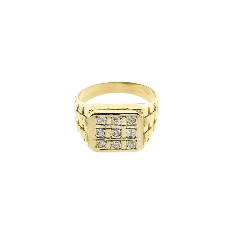 Image 3 of Gold signet ring with diamonds; 0.54 ct.