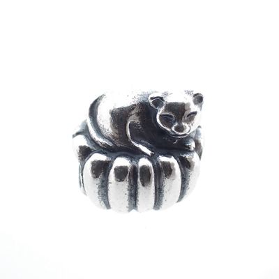 Image 1 of Pandora charm; Silver; Cozy Cat