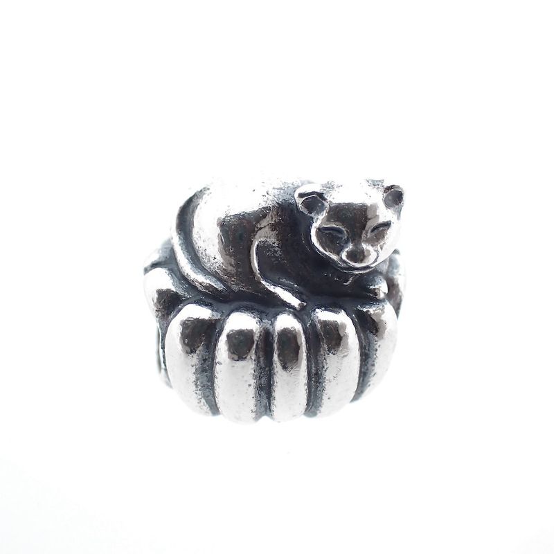 Image 1 of Pandora charm; Silver; Cozy Cat