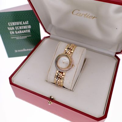 Image 2 of Cartier Trinity 2357 / WG2005S5; Exclusive 18ct Yellow Gold Ladies Watch with Diamonds