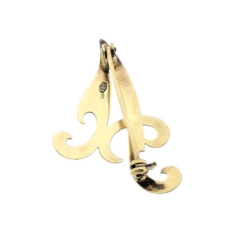 Image 5 of Gold letter brooch; letter A