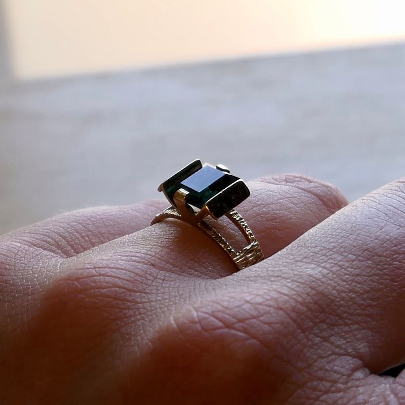 Image 7 of 8 Karat Gold Ring with Green Tourmaline