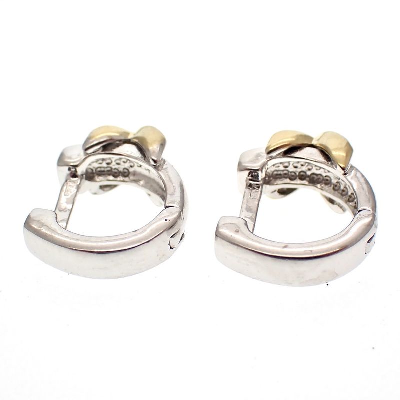 Image 8 of Two-tone gold earrings with zirconia | Ø 12 mm