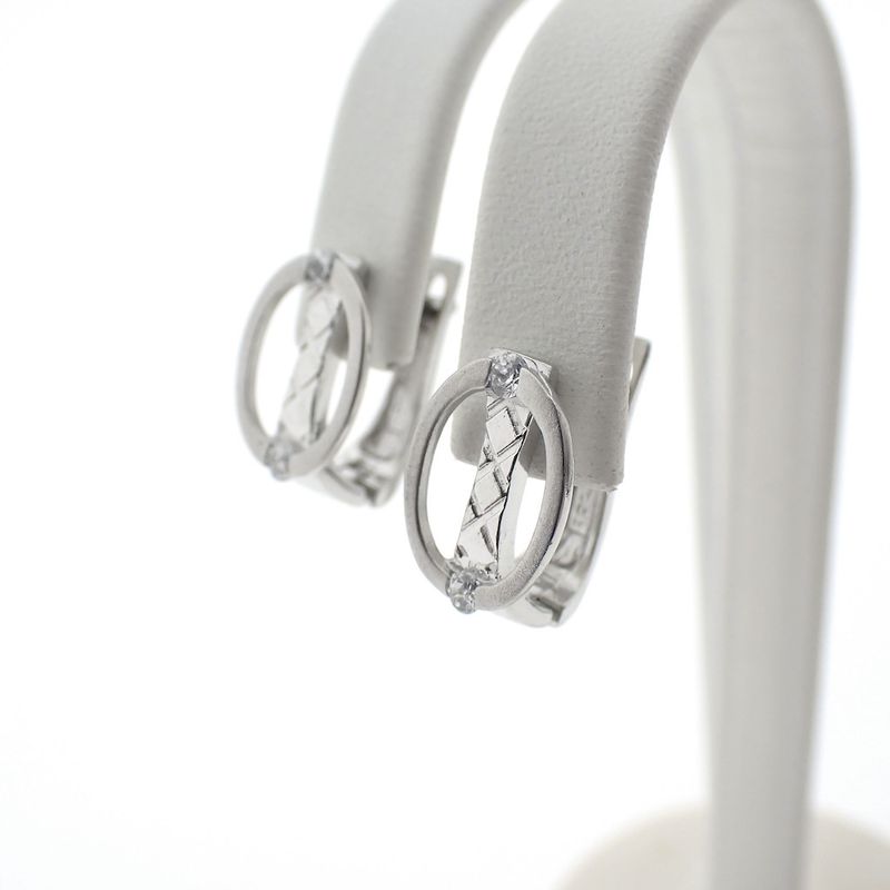 Image 3 of White gold stud earrings with zirconia