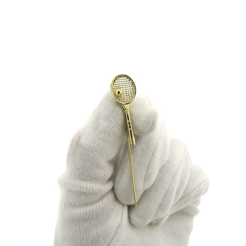 Image 2 of Gold lapel pin, tie pin | Tennis racket