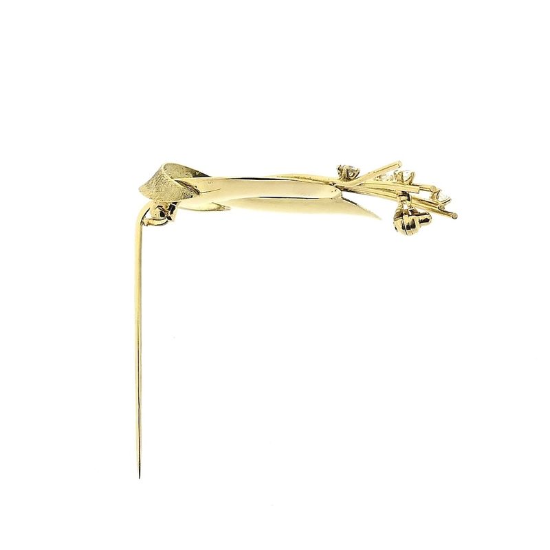 Image 6 of Gold abstract brooch with glass crystal