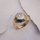 Image 5 of Gold oval signet ring with diamonds; 0.57 ct.