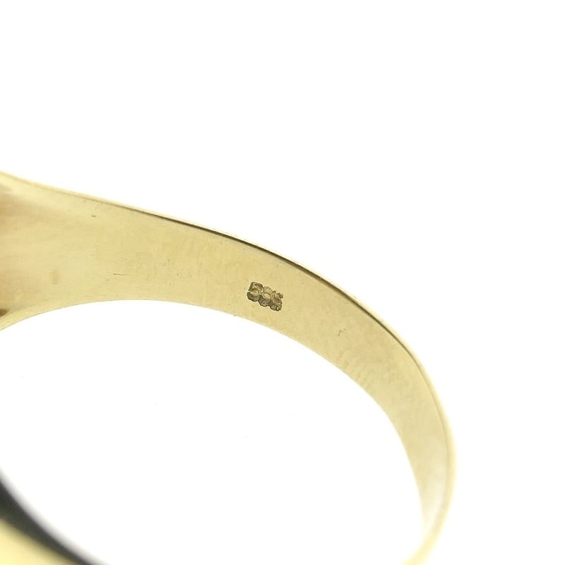 Image 7 of Gold men's signet ring with onyx and diamond | 0.01 ct.