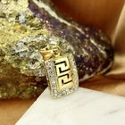 Image 7 of Gold pendant with meander pattern and zirconia