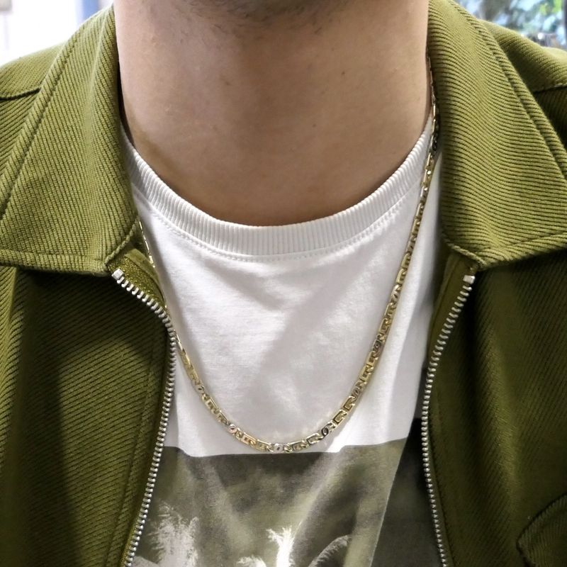 Image 8 of Two-tone gold navy link chain.