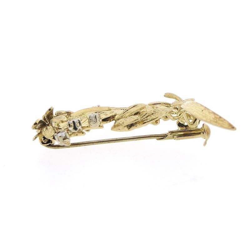 Image 3 of Vintage gold fantasy brooch with diamond 0.21 ct.