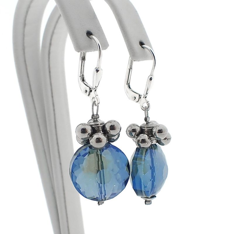 Image 1 of Silver earrings with blue stones