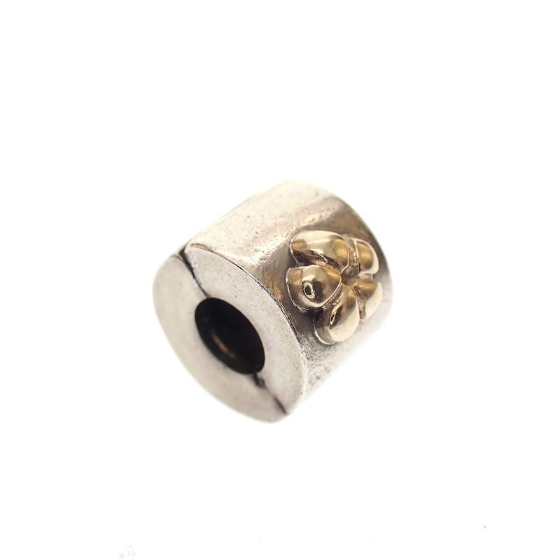 Image 1 of Pandora clip charm; Silver with gold; Daisy
