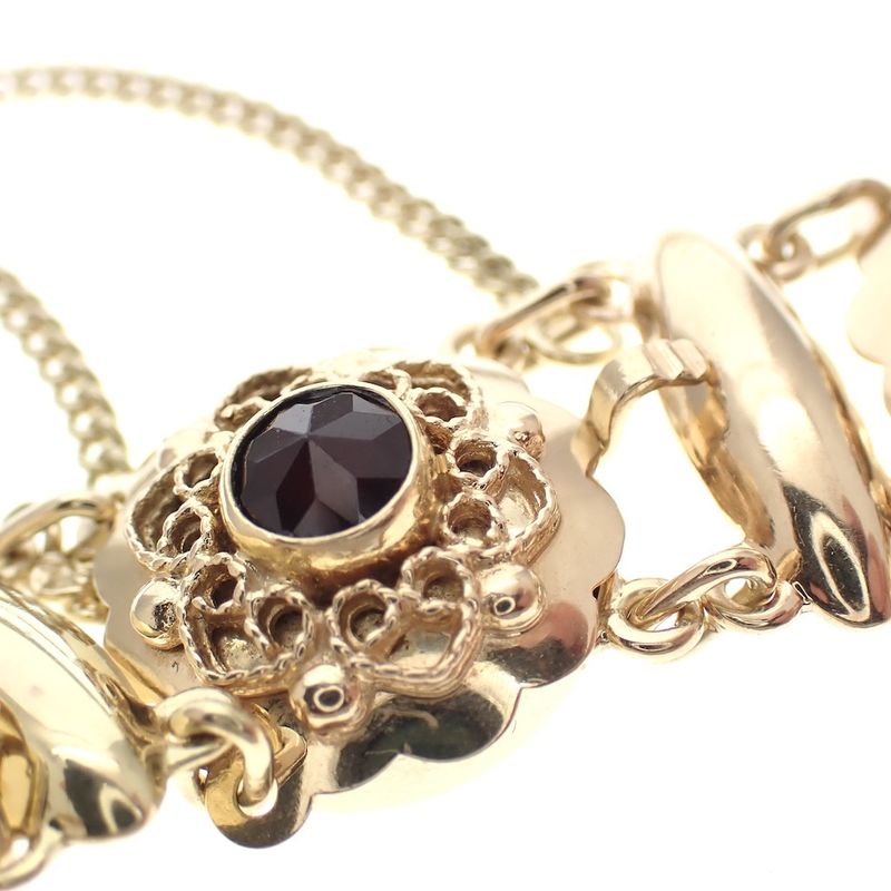 Image 4 of Vintage gold bracelet with garnet | 17 cm