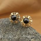 Image 2 of Gold floral stud earrings with garnet