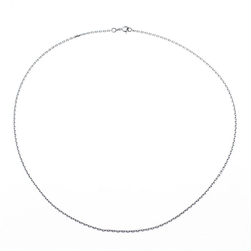 Image 6 of White gold thin anchor link necklace; Binder | 51 cm