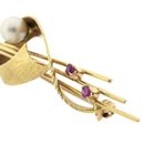 Image 3 of Gold brooch with pearl and ruby