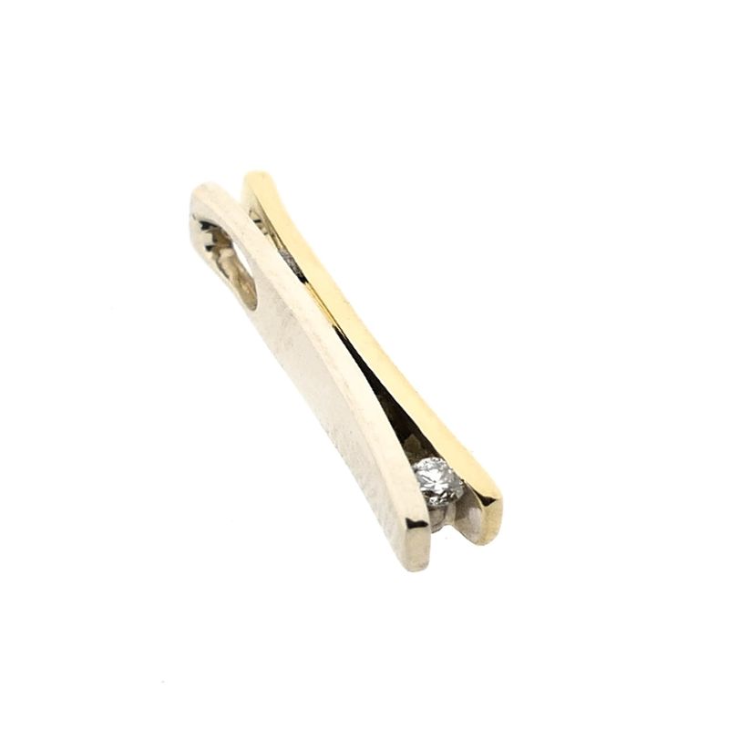 Image 4 of Bicolor Gold Minimalist Pendant with Diamond