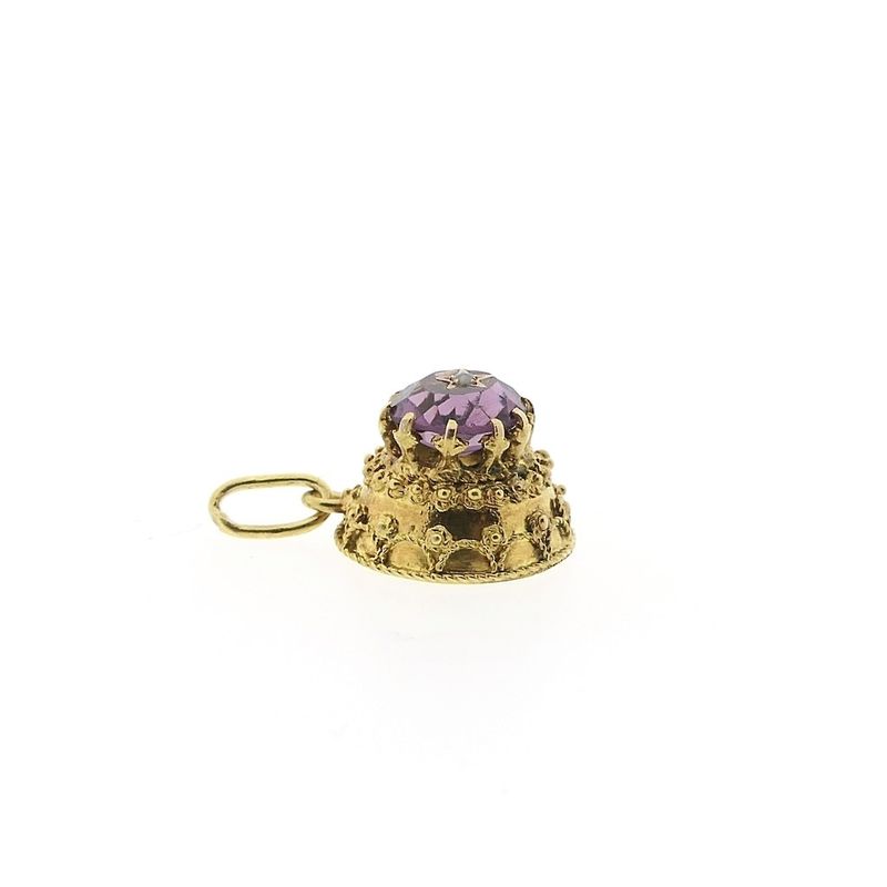 Image 4 of Victorian gold pendant with amethyst and pearl | Antique