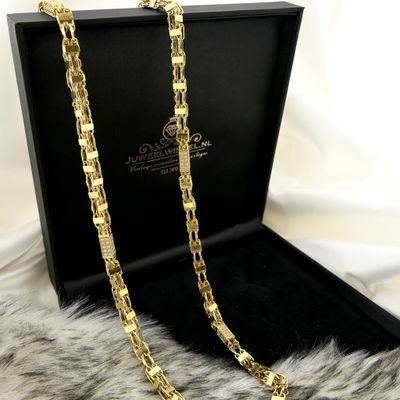 Image 2 of Long gold men's necklace with zirconia; Magnum chain
