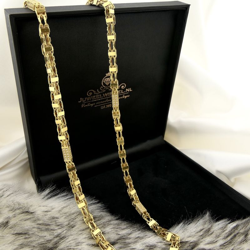 Image 2 of Long gold men's necklace with zirconia; Magnum chain
