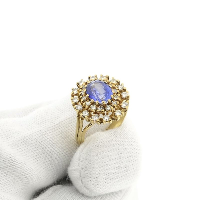 Image 10 of Gold cocktail ring with sapphire and diamonds; 0.70 ct.