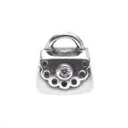 Image 3 of Pandora charm; Silver; Purse with pink zirconia