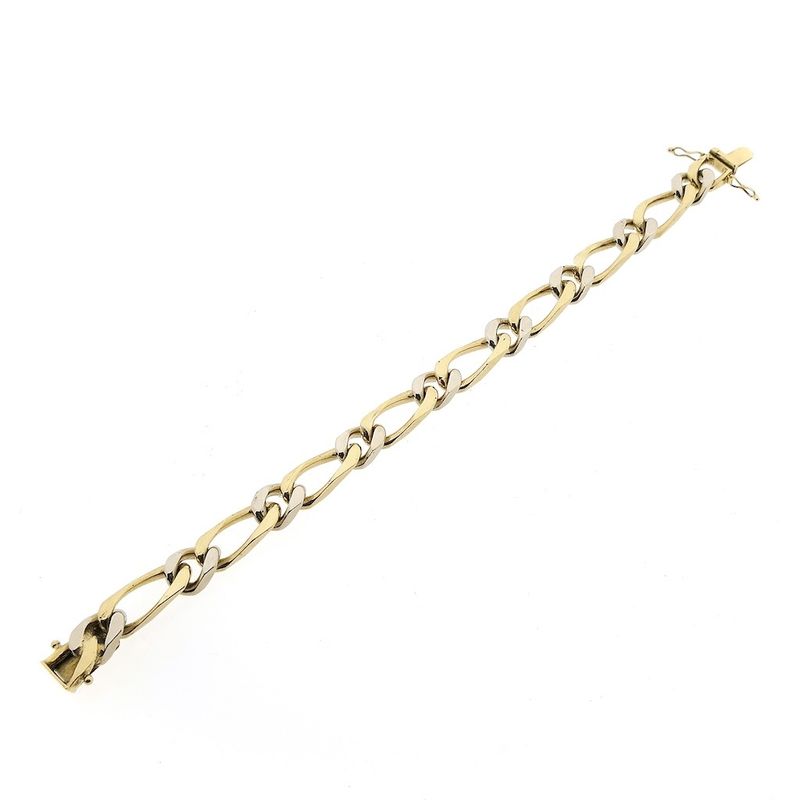 Image 6 of Two-tone gold wide gourmet link bracelet